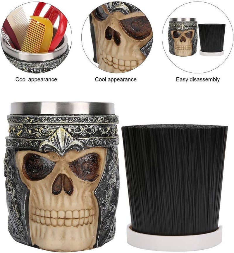 woobles Salon Scissors Holder, Retro Skull Pattern Salon Shear Holder, Professional Stylist Scissors Hair Clips Combs Storage Box for Salon/Barber Shop - Image 3